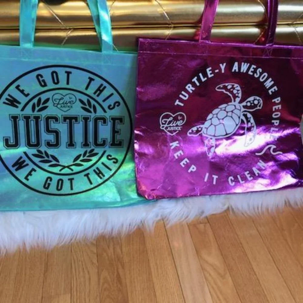 Justice Set of 2 Large Reusable Shopping Bags